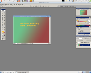 PhotoShop CS2 running in Ubuntu Studio 8.04.