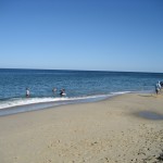 A view of the beach from earlier in the day.